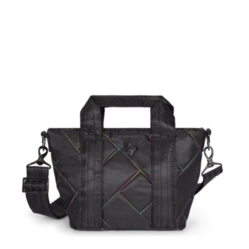 Lug Dory Mini Crossbody Bag - Waterproof Unisex Black, Rainbow Stitching, Ideal